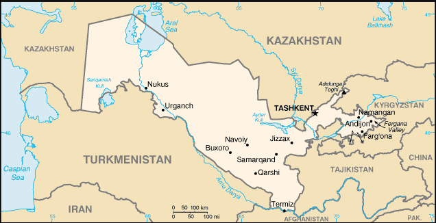 Map of Uzbekistan